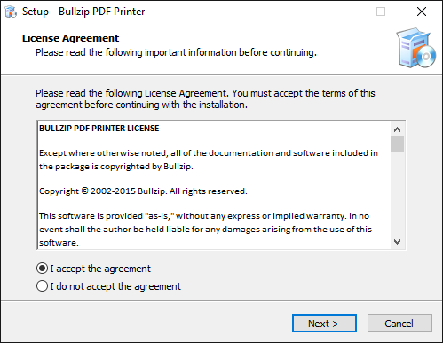 setup bullzip pdf printer