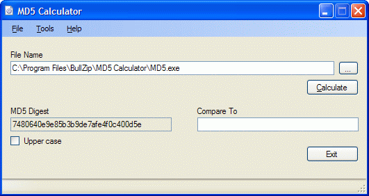 Click to view MD5 Calculator 1.0.0.0 screenshot